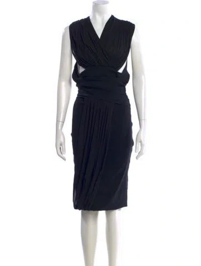 Pre-owned Preen By Thornton Bregazzi V-neck Knee-length Dress In Blue