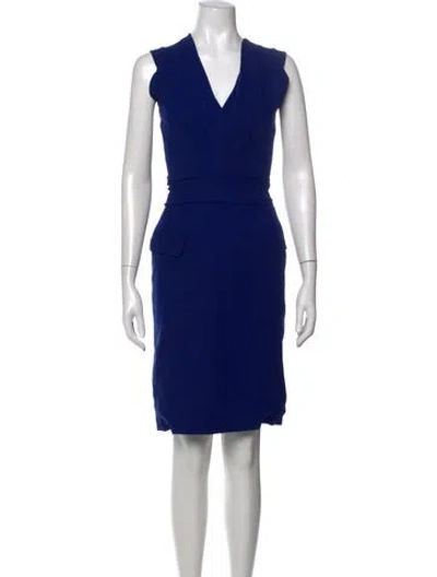 Pre-owned Preen By Thornton Bregazzi V-neck Knee-length Dress In Blue