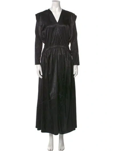 Pre-owned Preen By Thornton Bregazzi V-neck Long Dress In Black