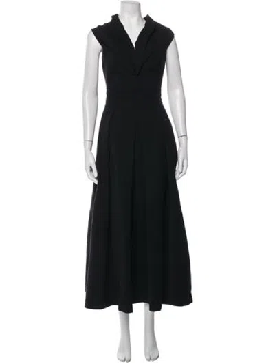 Pre-owned Preen By Thornton Bregazzi V-neck Long Dress In Black