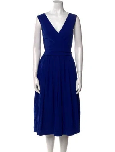 Pre-owned Preen By Thornton Bregazzi V-neck Midi Length Dress In Blue