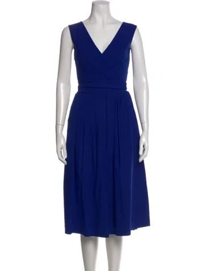 Pre-owned Preen By Thornton Bregazzi V-neck Midi Length Dress In Blue