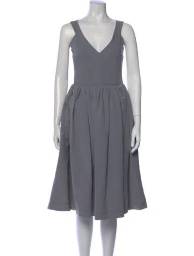 Pre-owned Preen By Thornton Bregazzi V-neck Midi Length Dress In Gray