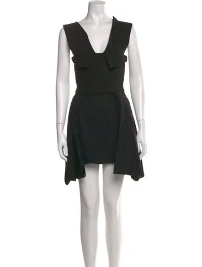 Pre-owned Preen By Thornton Bregazzi V-neck Mini Dress In Black