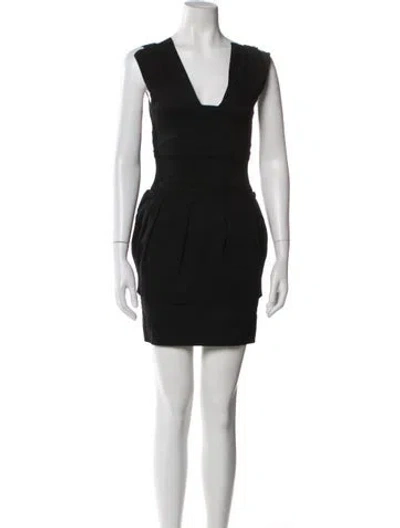 Pre-owned Preen By Thornton Bregazzi V-neck Mini Dress In Black
