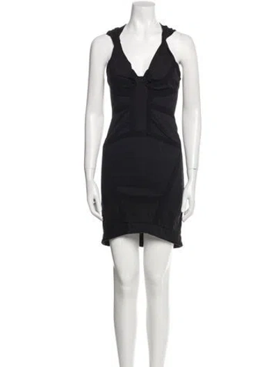 Pre-owned Preen By Thornton Bregazzi V-neck Mini Dress In Black