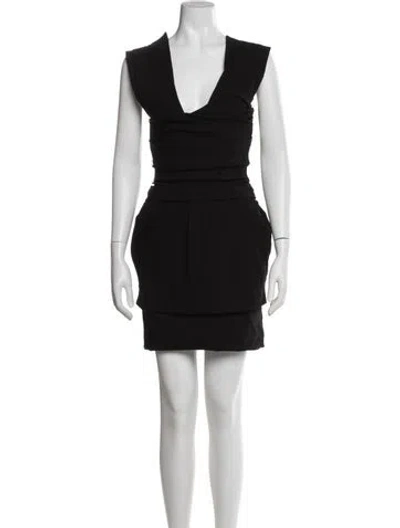 Pre-owned Preen By Thornton Bregazzi V-neck Mini Dress In Black