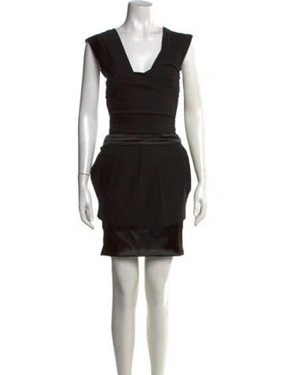 Pre-owned Preen By Thornton Bregazzi V-neck Mini Dress In Black