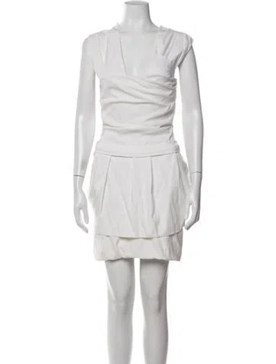 Pre-owned Preen By Thornton Bregazzi V-neck Mini Dress In White