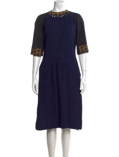 Pre-owned Preen By Thornton Bregazzi Wool Knee-length Dress In Blue