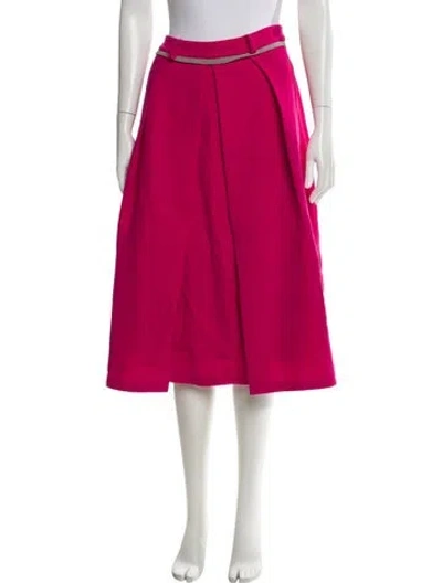 Pre-owned Preen By Thornton Bregazzi Wool Midi Length Skirt In Pink