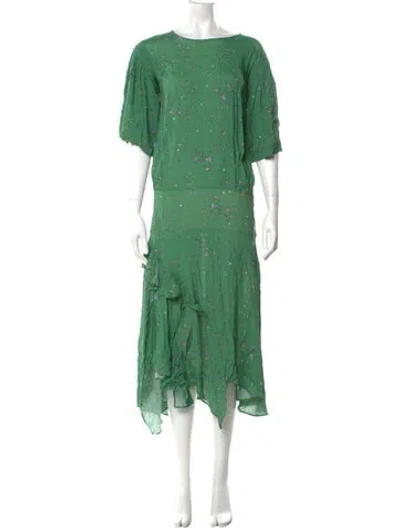 Pre-owned Preen Line Crew Neck Long Dress In Green