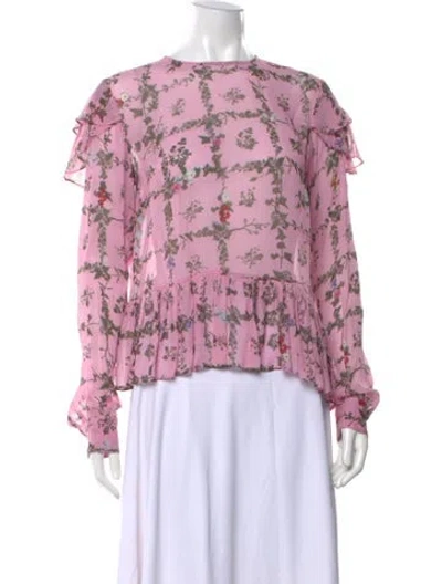 Pre-owned Preen Line Floral Print Crew Neck Blouse In Pink