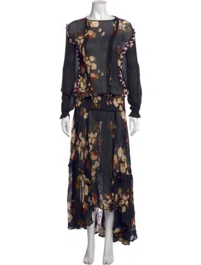 Pre-owned Preen Line Floral Print Long Dress In Black