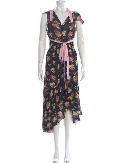 Pre-owned Preen Line Floral Print Long Dress In Blue