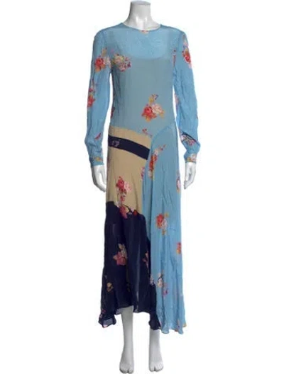Pre-owned Preen Line Floral Print Long Dress In Blue