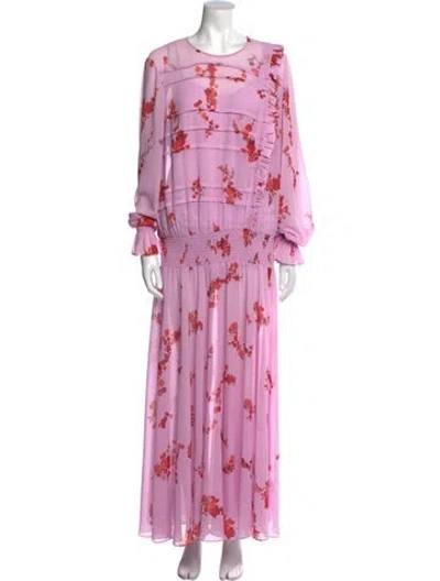 Pre-owned Preen Line Floral Print Long Dress In Purple