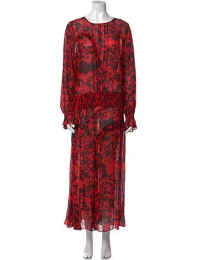 Pre-owned Preen Line Floral Print Long Dress In Red