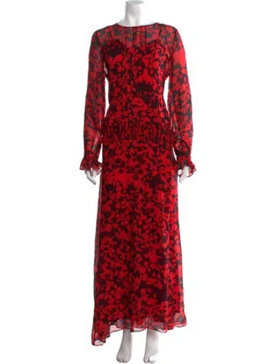 Pre-owned Preen Line Floral Print Long Dress In Red