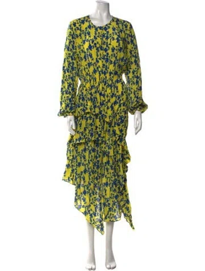 Pre-owned Preen Line Floral Print Long Dress In Yellow