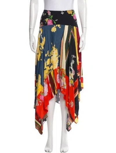 Pre-owned Preen Line Floral Print Long Skirt In Blue