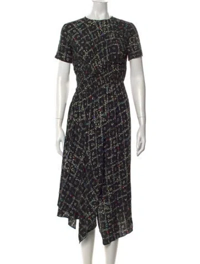Pre-owned Preen Line Floral Print Midi Length Dress In Black