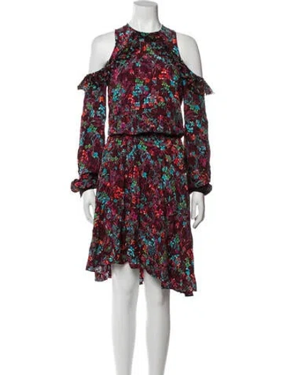 Pre-owned Preen Line Floral Print Midi Length Dress In Burgundy