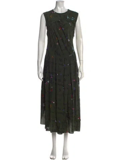 Pre-owned Preen Line Floral Print Midi Length Dress In Green