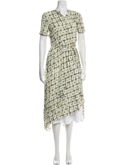 Pre-owned Preen Line Floral Print Midi Length Dress In Yellow