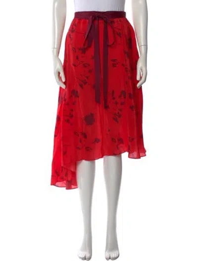Pre-owned Preen Line Floral Print Midi Length Skirt W/ Tags In Red