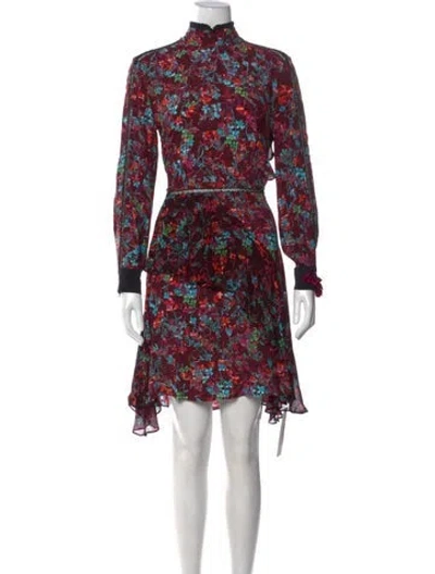 Pre-owned Preen Line Floral Print Mini Dress In Burgundy