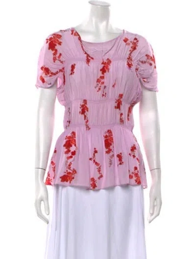 Pre-owned Preen Line Floral Print Scoop Neck Blouse In Purple