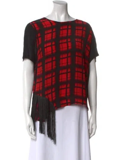 Pre-owned Preen Line Plaid Print Bateau Neckline T-shirt In Red