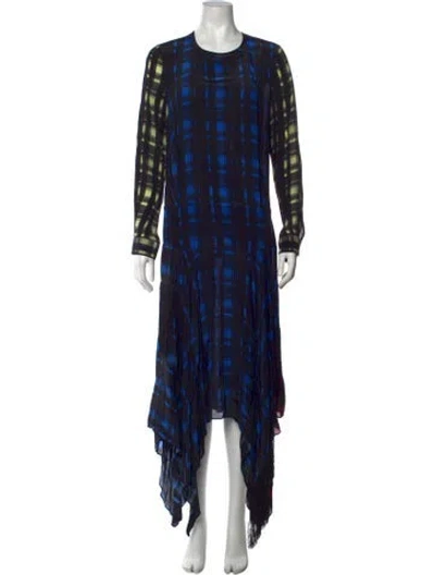 Pre-owned Preen Line Plaid Print Long Dress In Blue