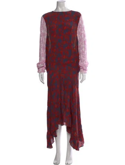 Pre-owned Preen Line Printed Long Dress In Red