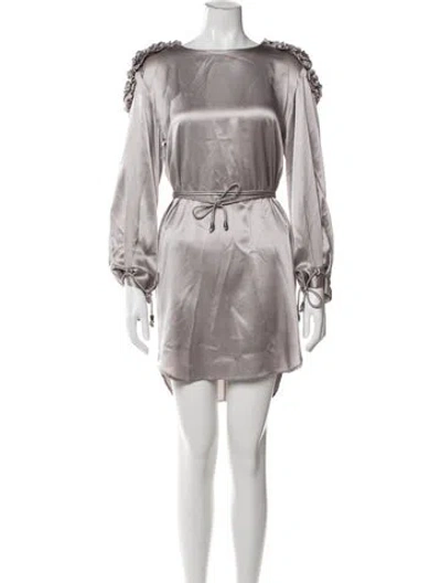 Pre-owned Preen Line Silk Mini Dress In Gray