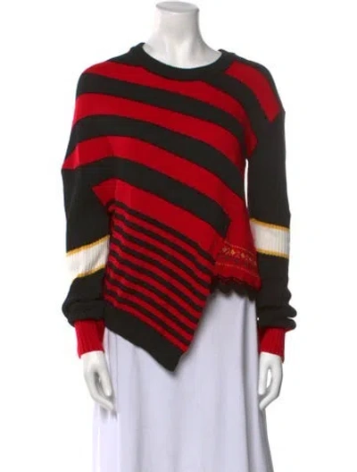 Pre-owned Preen Line Striped Crew Neck Sweater In Red