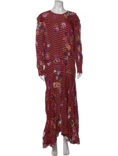 Pre-owned Preen Line Striped Long Dress In Red