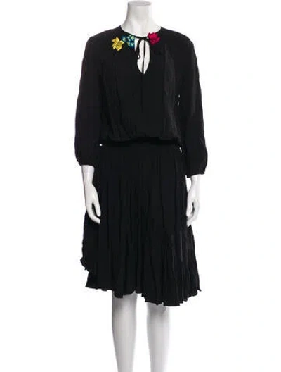 Pre-owned Preen Line V-neck Midi Length Dress In Black