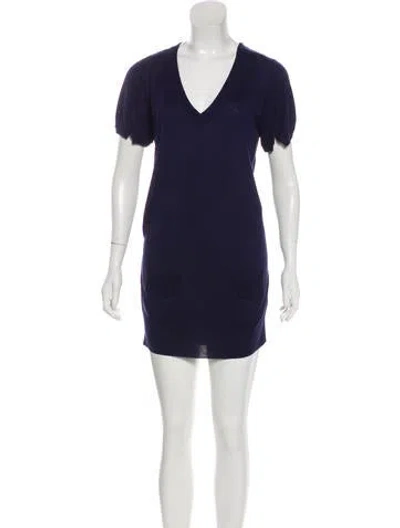 Pre-owned Preen Line V-neck Mini Dress In Blue