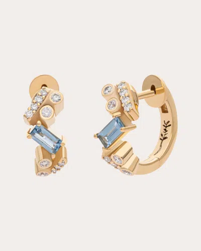 Preeti Sandhu Women's Aquamarine & Diamond Ethereal Nugget Huggie Earrings In Blue