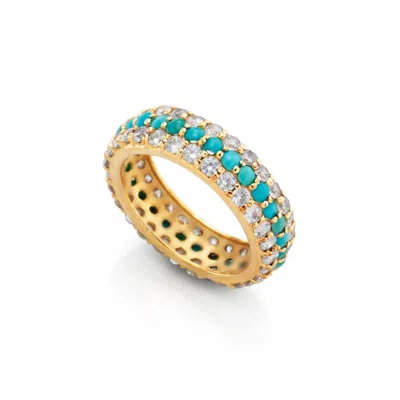 Preeti Sandhu Women's Blue / Gold 14k Blue, Gold Plated Dome Ring - Turquoise In Multi
