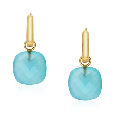 Preeti Sandhu Women's Blue / Gold Blue Chalcedony Hoops - Blue, Gold In Multi