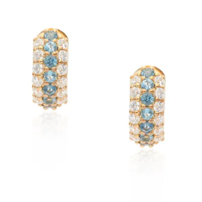 Preeti Sandhu Women's Blue / Gold Summer Sparkle Huggies - London Blue Topaz In Multi