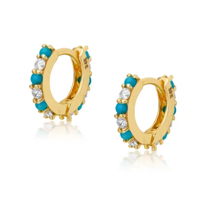 Preeti Sandhu Women's Blue Turquoise & Diamond Huggies