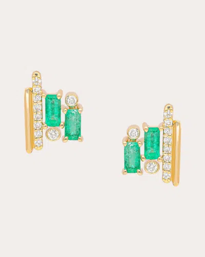Preeti Sandhu Women's Diamond & Emerald 14k Gold Ethereal Stud Earrings In Green