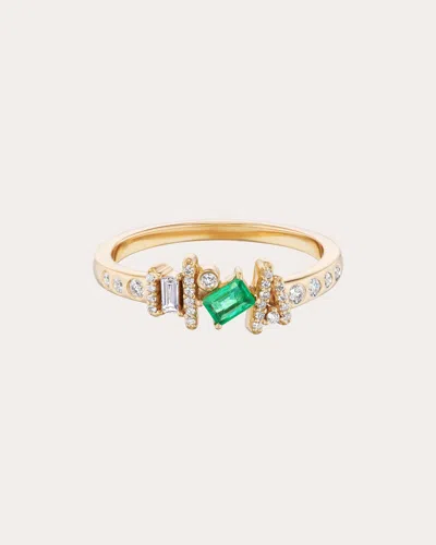 Preeti Sandhu Women's Emerald & Diamond 14k Gold Ethereal Angel Ring In Green