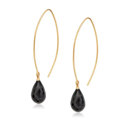 Preeti Sandhu Women's Gold / Black Jewel Drop Hoops - Black Onyx In Multi