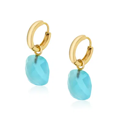 Preeti Sandhu Women's Gold / Blue 14k Gold Blue Chalcedony Hoops In Multi