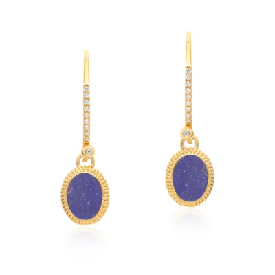 Preeti Sandhu Women's Gold / Blue Ara Woven Lapis Lazuli Drop Earrings
